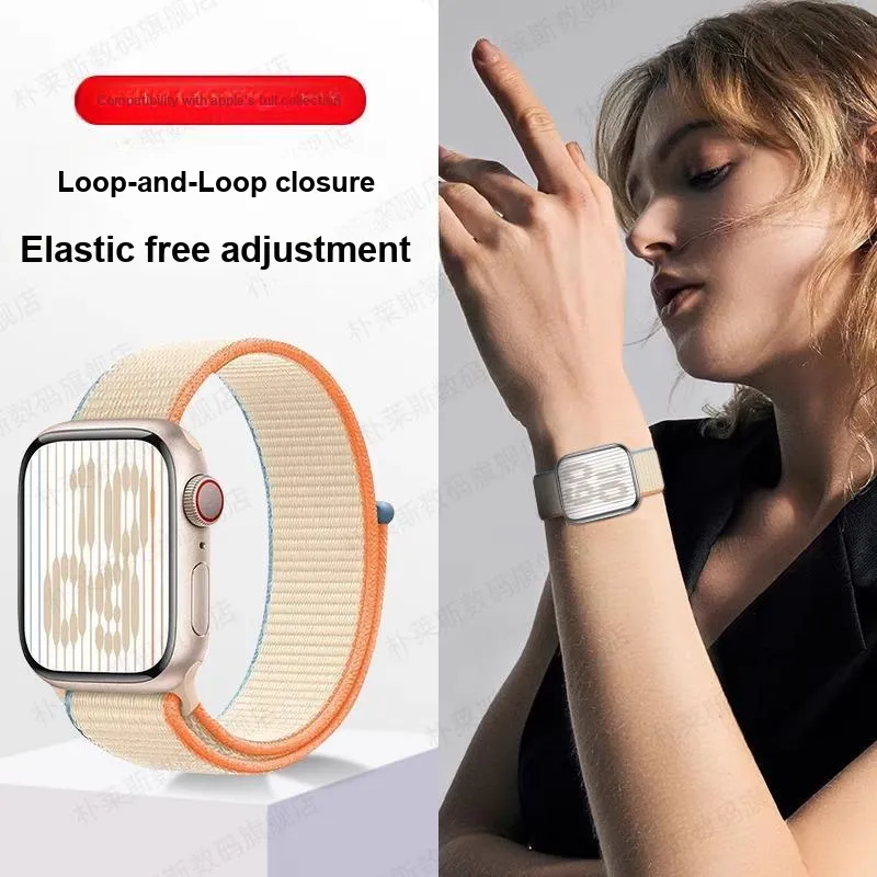 PULAISI Compatibility AppleWatch Ultra1/2/iwatch10/9/8/7/6/SE Apple Compatibility Watch Band Woven Loop Nylon Material-17