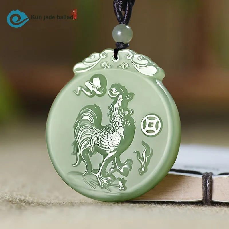 KUNYUYAO Hetian Jade Pendants Pale Greenish White Jade Unisex-66