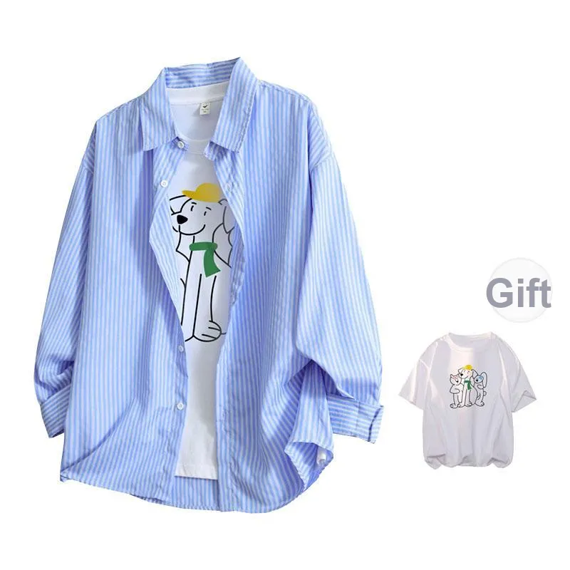 FASTFISH Shirt Unisex Light Blue Stripes