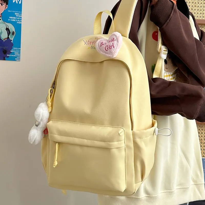 Moonshine Nylon Backpack Unisex Pink/White/Purple/Black/Yellow/Green-3