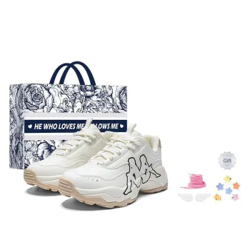 Kappa Cushioning Height Increasing Wear Resistant Slip Resistant Low Top Chunky Sneakers Unisex White