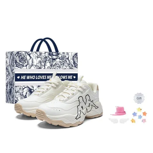 Kappa Cushioning Height Increasing Wear Resistant Slip Resistant Low Top Chunky Sneakers Unisex White