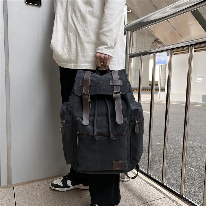 Deli Bear Canvas Backpack Regular Men's Gray/Black/Khaki/Coffee-4