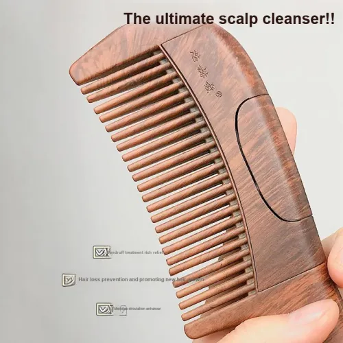 SHITIAN Therapeutic Comb Core Hz Comb 5 Natural Golden Sandalwood Massage Comb Head Meridian Massage