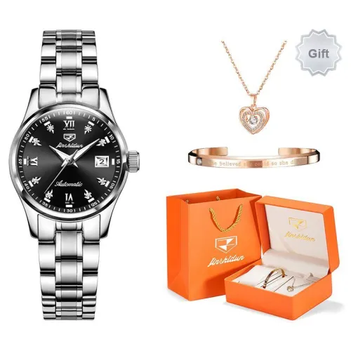 Jin Shi Dun Smart Series Mechanical Movement Stainless Steel Watchband Watch Women's Watch White Dial
