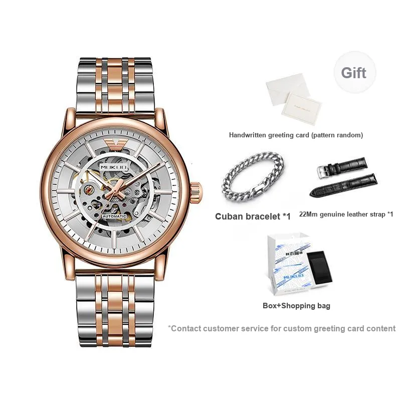 MUKUO Black Warrior Automatic Mechanical Movement Watch Unisex Black Dial-8