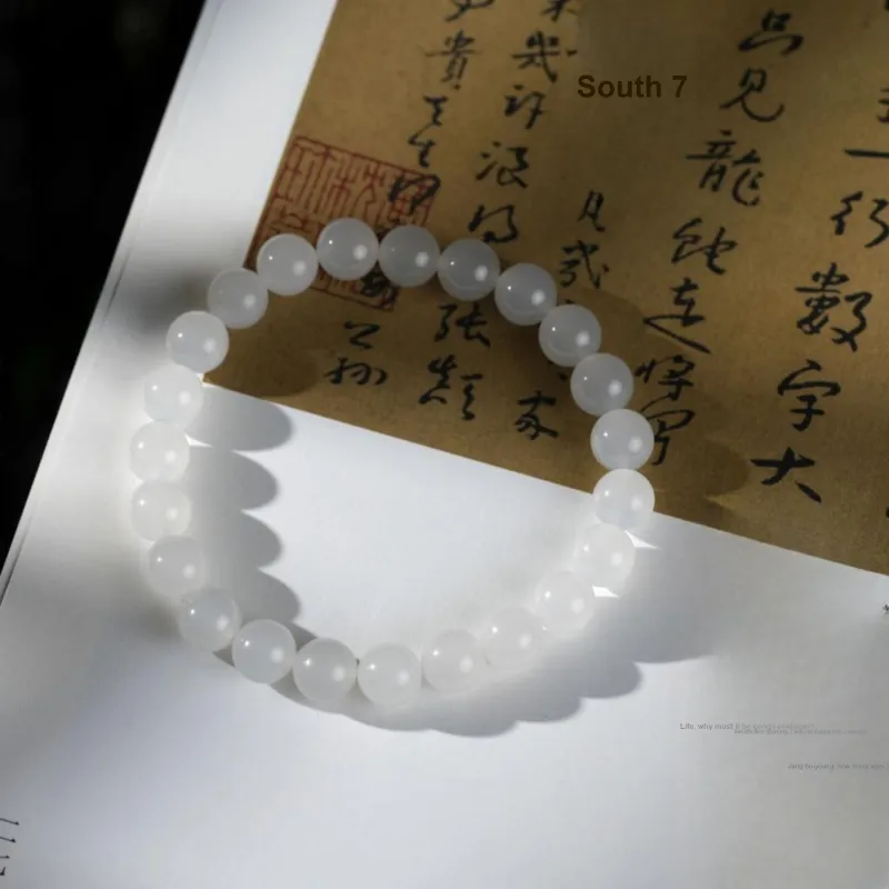 Clear Snow Hetian Jade Bracelets White Jade Unisex-4