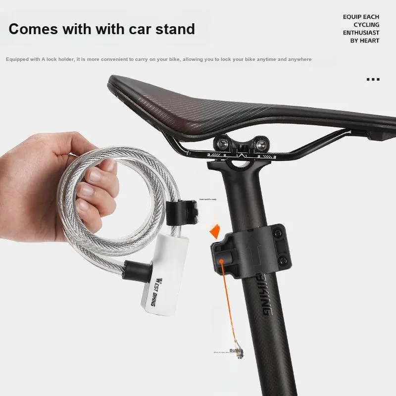 WEST BIKING Bicycle Cable Lock For Mountain And Road Bikes Anti Theft Bold Portable Key Lock Cycling Gear Cable Lock-14