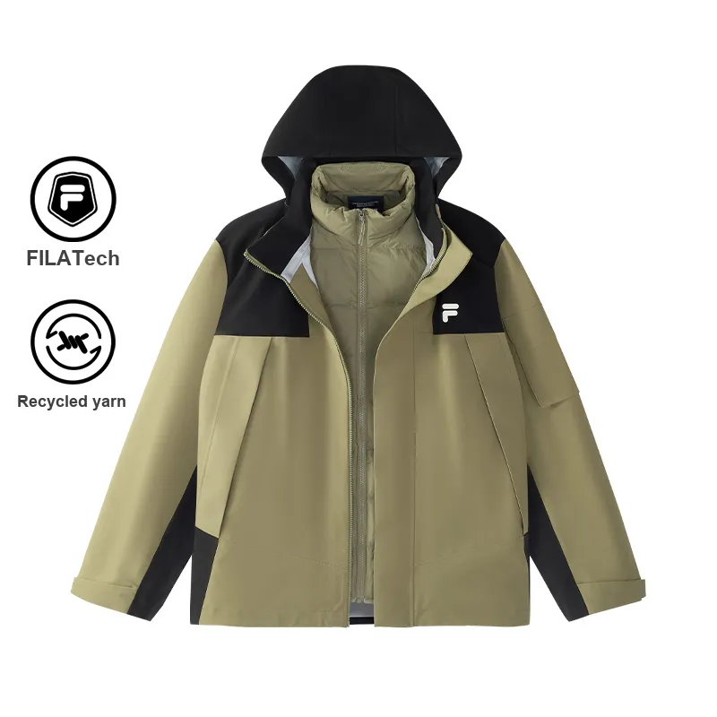 FILA FUSION FOB Waterproof And Warm Windbreaker Jacket Unisex 2 Piece Set Pale Green Butterfly-1