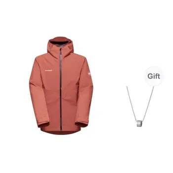 MAMMUT Water-Resistant Windbreaker Jacket Unisex Brick Red Comes With Necklace