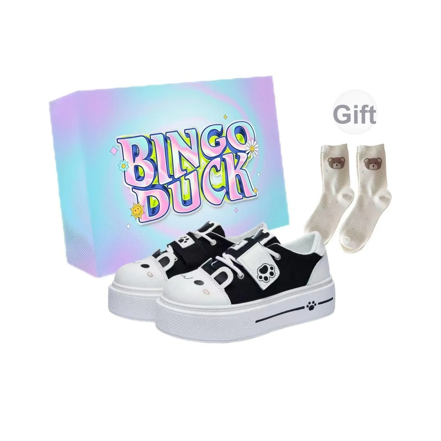 BINGO DUCK Slip-resistant визуально увеличивающие рост низкие кроссовки для скейтбординга женские