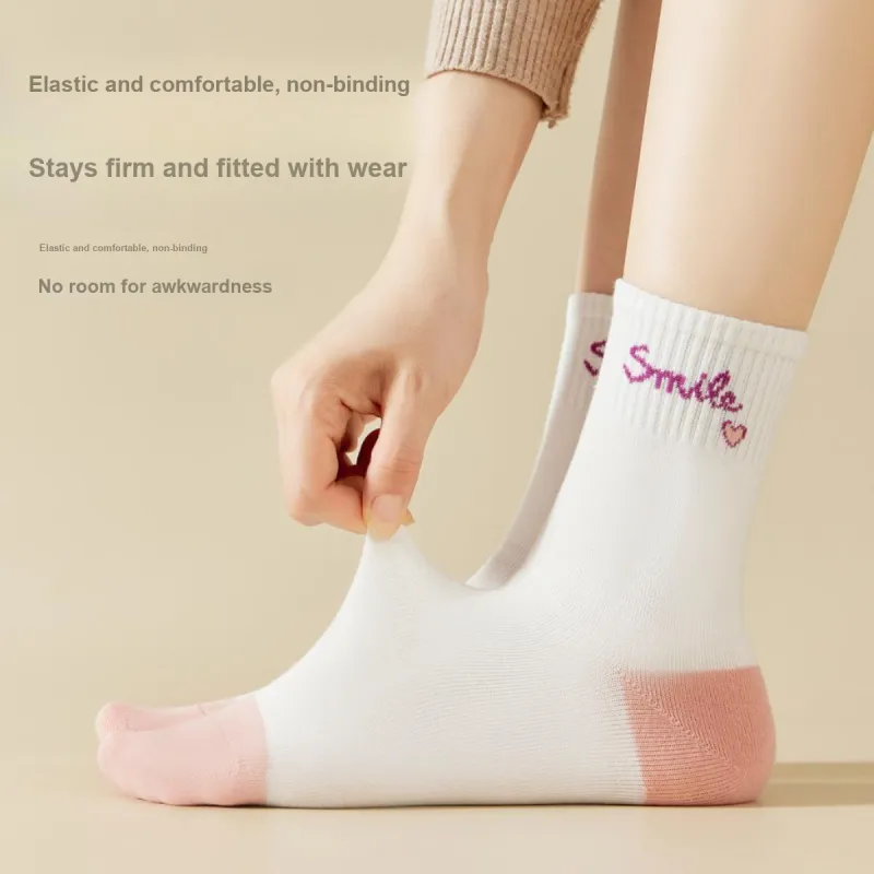 MIIOW Mid Calf Socks Women's 5 Pack Mixed Color-5