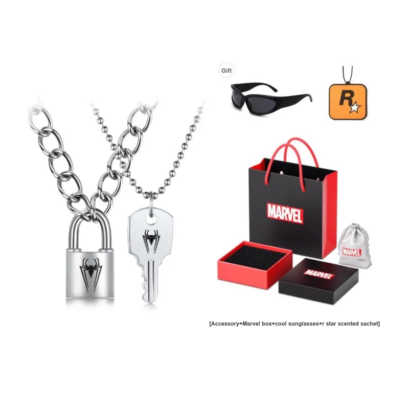 Disney Marvel Series Titanium Steel Necklaces Unisex Silver-8