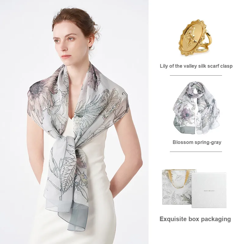 MARJAKURKI Silk Long Scarf Women's-17