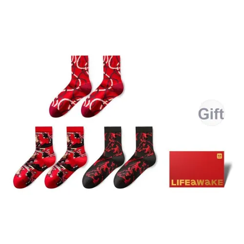 HLA Лошадь Shadow Красный Камуфляжный красный Fu Jie Красный 9858 Мужской MID Носки до икры