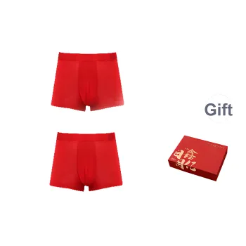 JINSANT Underpants Men's Gift Box Of 2 Strips Red
