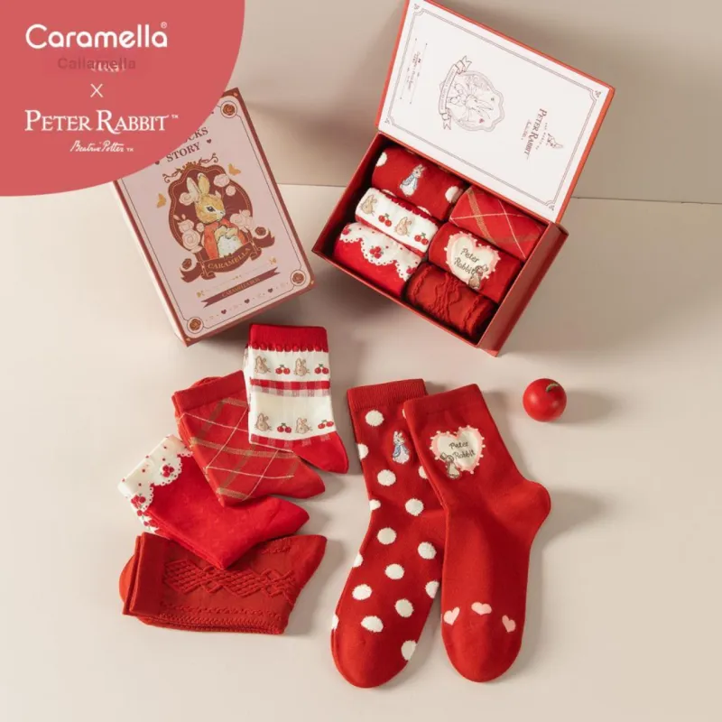 Caramella Mid Calf Socks Women's Gift Box Of 6 Doubles-2