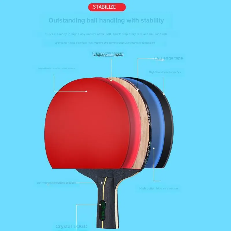 DOUBLEFISH Ping Pong Paddles Unisex Solid Wood+Alder Samsung Beginner-1