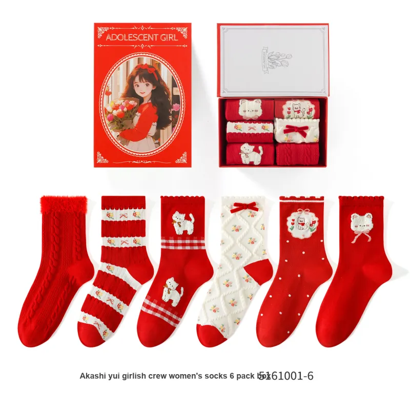 Caramella Mid Calf Socks Women's 6 Pack-6