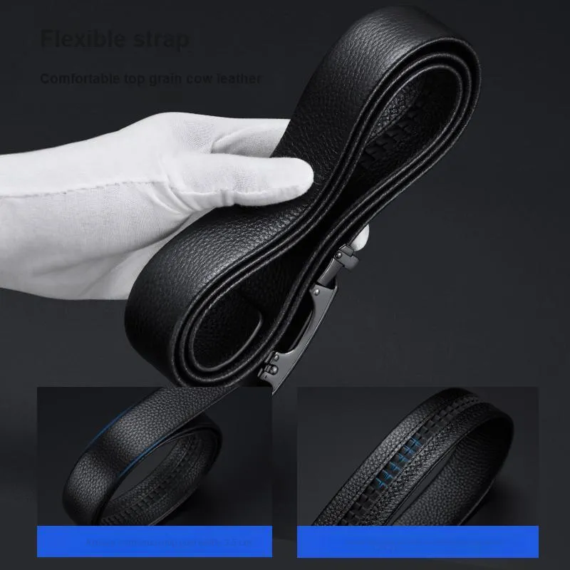 AOKANG Cow Leather Belts Men's Black Width 3.5cm-5