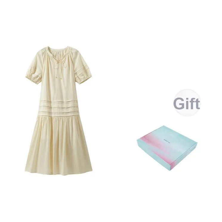 Inman Короткий рукав Платье Женское Набор в подарочной коробке Пасторальный абрикос