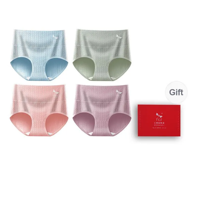 RED DRAGONFLY Cotton Panties Women's 4 Pack Gift Box Set-10