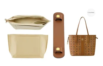 Lan Bao Fan Felt Microfiber Leather Liner Bag Women's Beige Brown