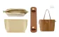 MCM Combo Bag Beige Liner+Brown with Gold Buckle Shoulder Pads