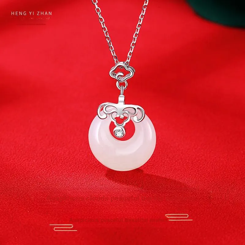 Royal Heaven's Choice Hetian Jade Necklaces Pale Greenish White Jade Unisex-2