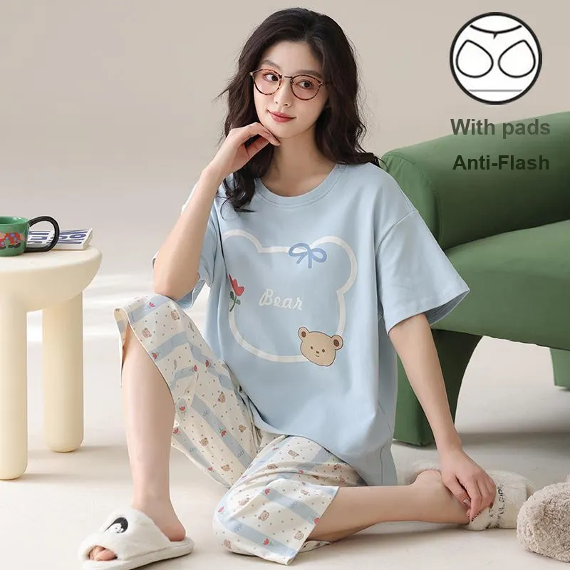 CHUDUAN Pajama Set Women's Blue-4