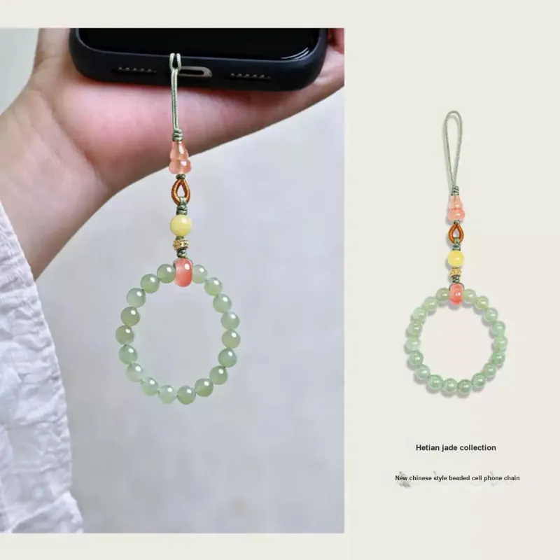 Fuxin Cell Phone Pendants Green Jade Unisex-4