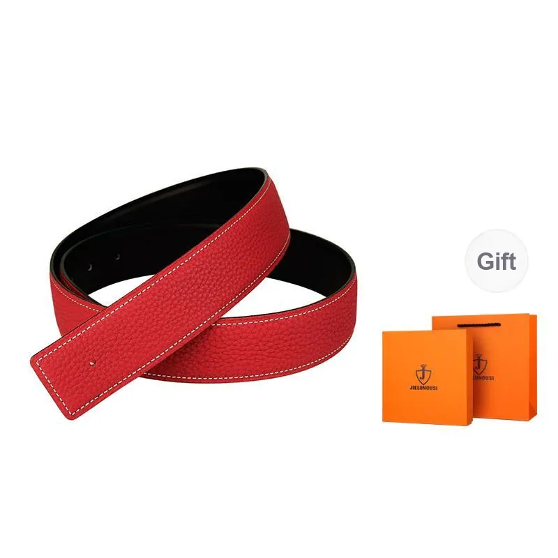 Jaylen Oos Headless H Buckle Smooth Buckle Unique Design Double Sided Top Grain Cow Leather Leather Belts Men's-30