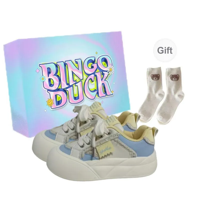 BINGO DUCK Coverage Slip Resistant Height Increasing Low Top Skateboard Shoes Women's-3