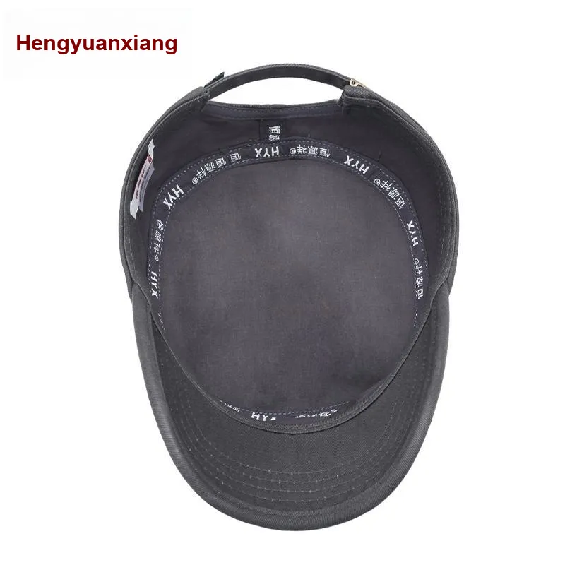 H YXIANG Cotton Flat Top Hat Men's-8
