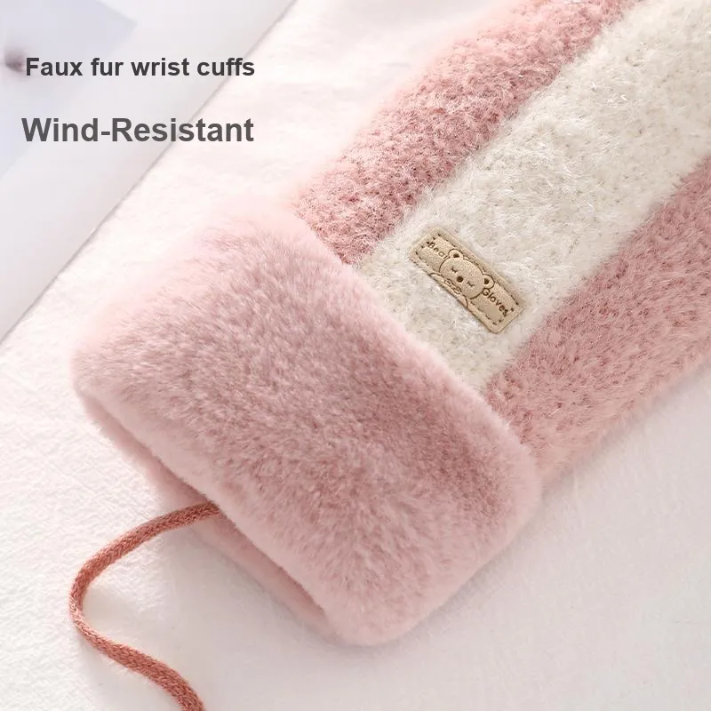 NANJIREN Thickened Knit Gloves Women's-4