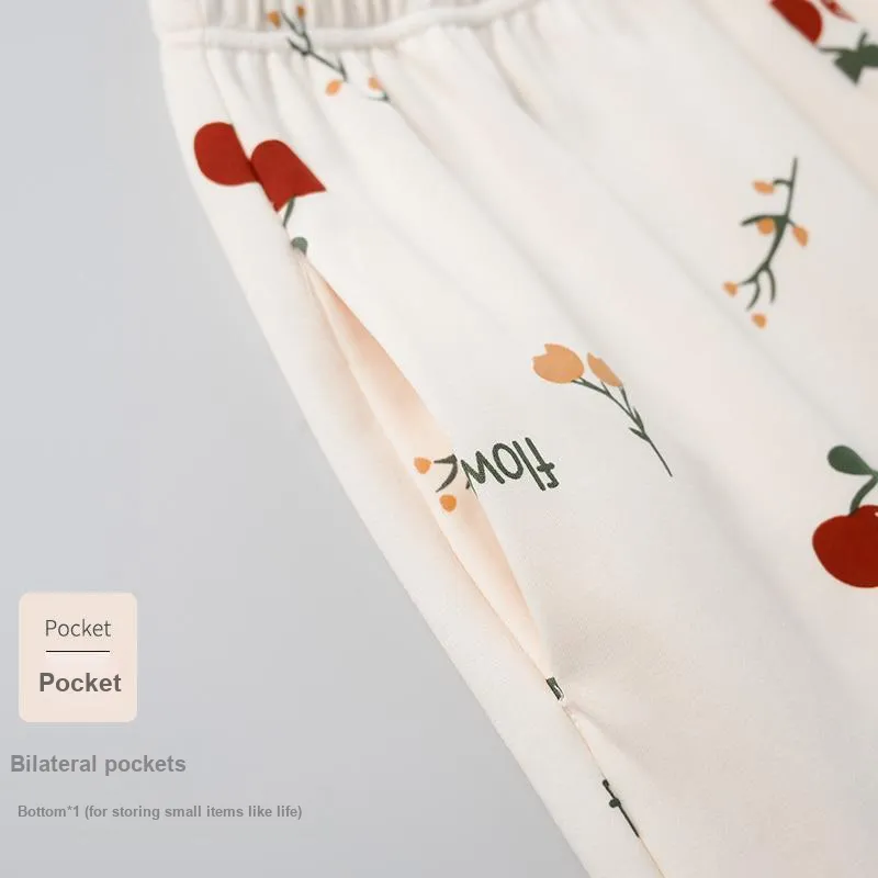 The Story Of The Flower Season Pajama Set Women's Apricot-4