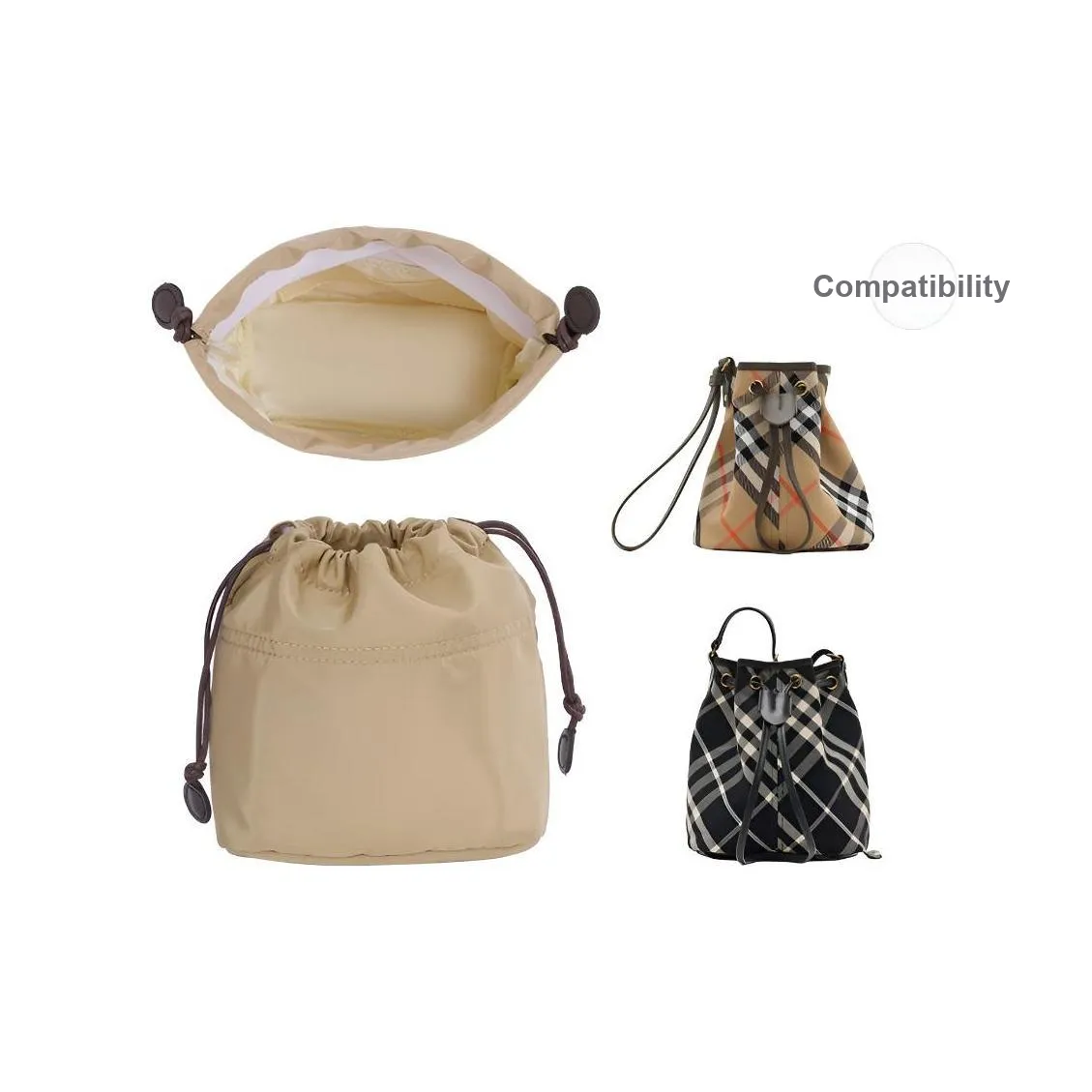 GUYI Нейлоновая сумка-вкладыш женский бежевый