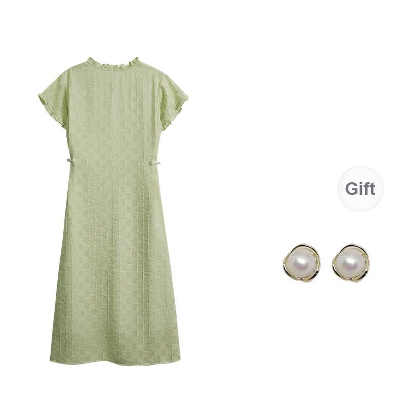 ANNECHEN Short Sleeved Dress Women's Light Green-1