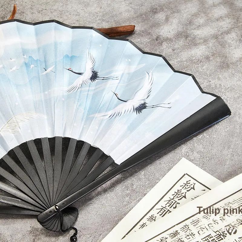 Pleasant Language Twill Damask And Silk Folding Fan-19