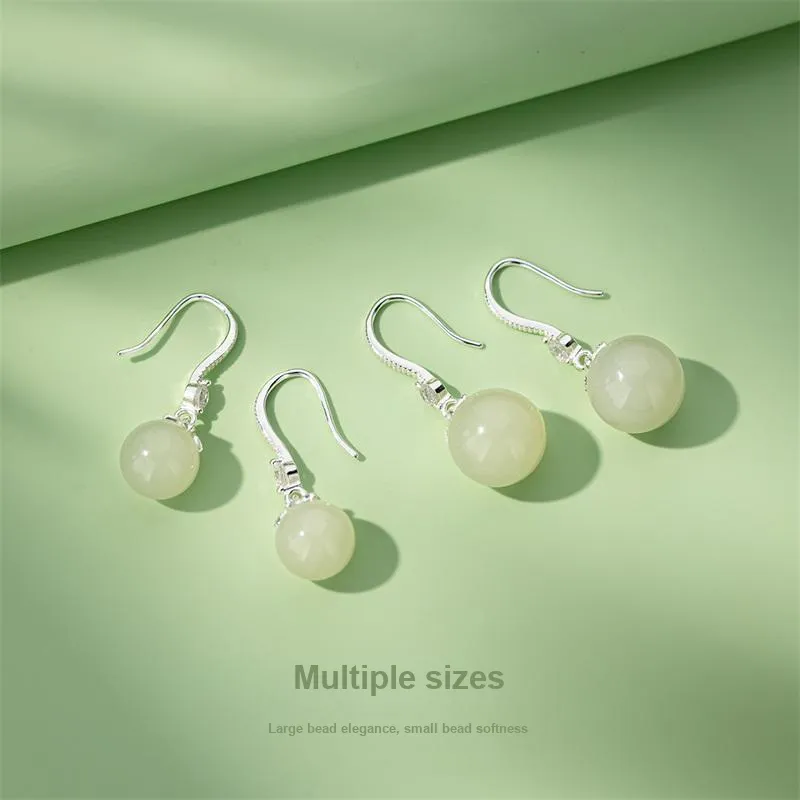 QLADY Earrings Green Jade Women's-12