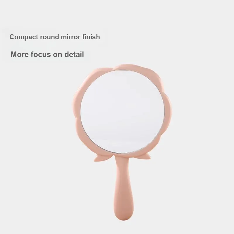ZHENZI Cute Mini Handheld Rose Mirror Vanity Stool Portable-2