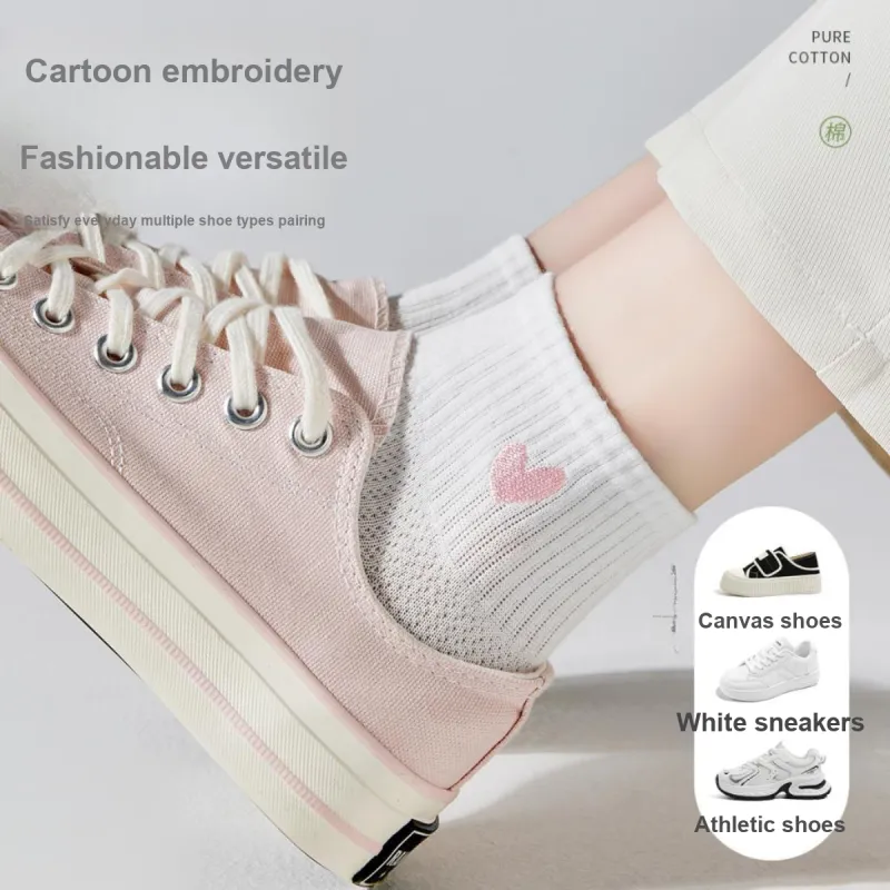 MIIOW Ankle Socks Women's 5 Pack White-2