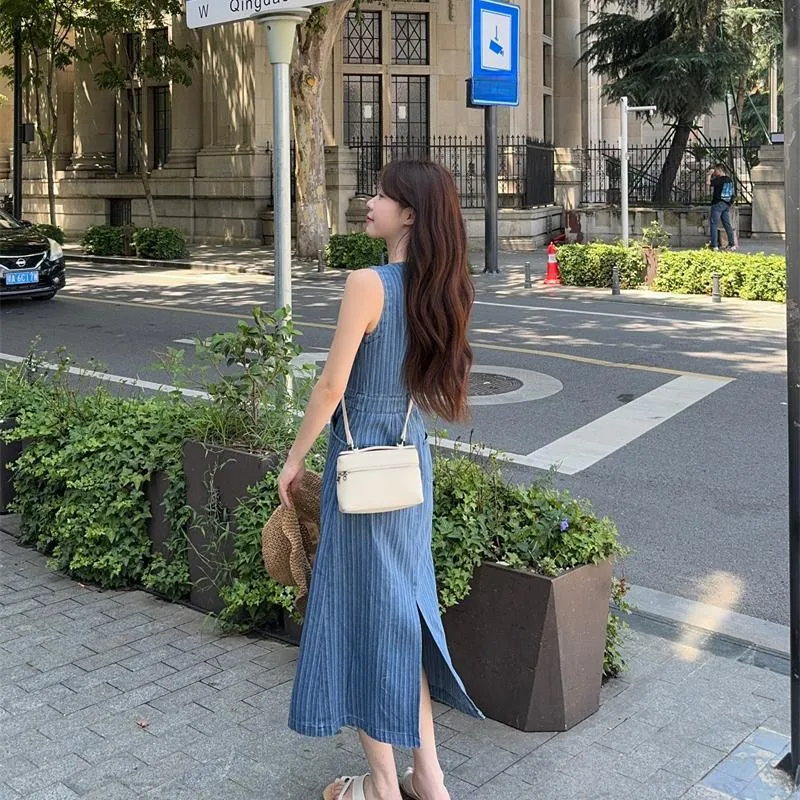 Garbege Sleeveless Dress Women's Blue-6