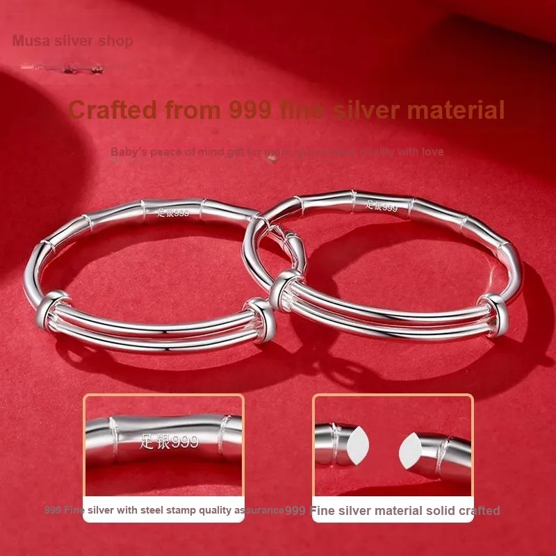 MIAOYINGE 999 Fine Silver Bangles Kids'-2