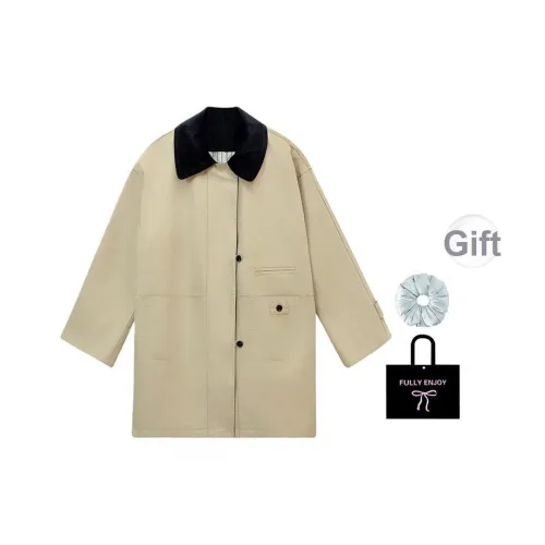 M MAICCO Хаки MID Длина (размер в длину) С подарками Резинка для волос + Сумка для покупок Женские Тренч