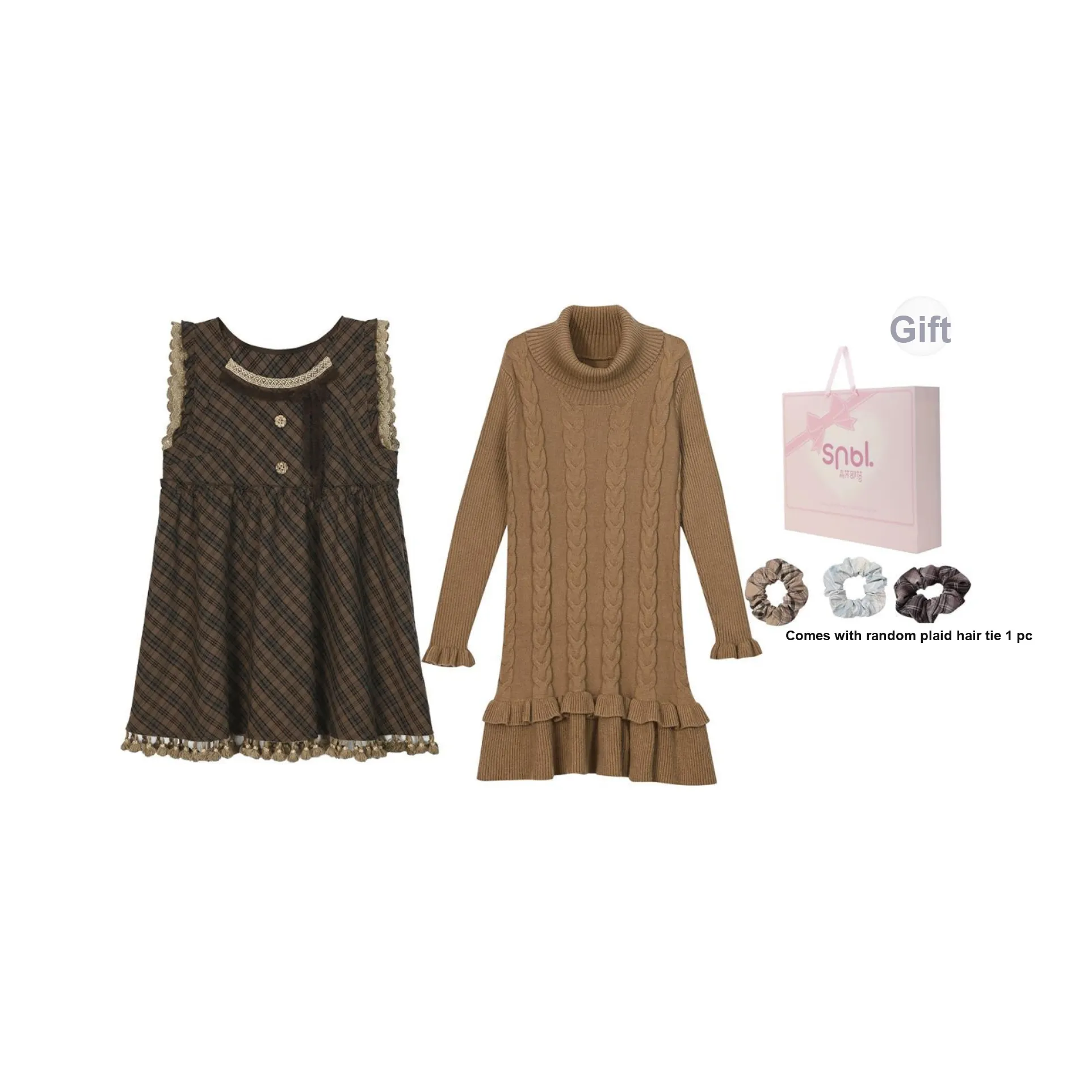 Snbl Вязаная юбка + Подтяжки Юбка Женские Комплекты с юбкой