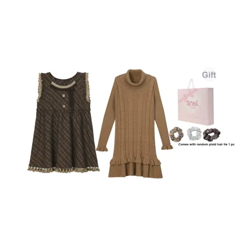 Snbl Вязаная юбка + Подтяжки Юбка Женские Комплекты с юбкой