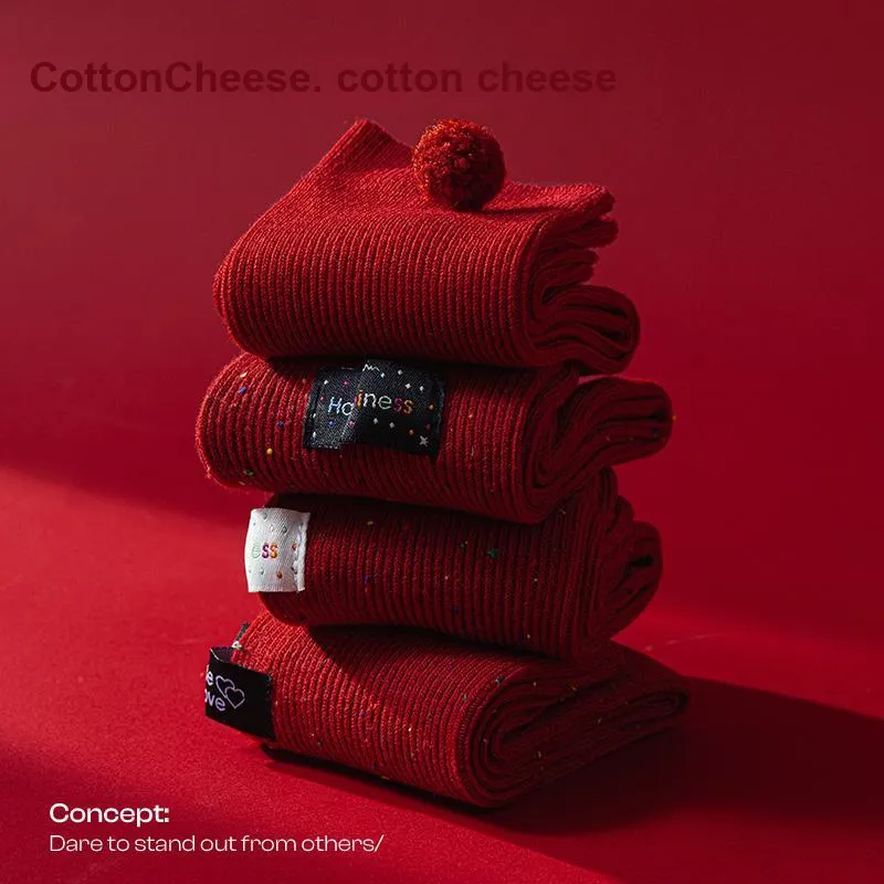 COTTON CHEESE Mid Calf Socks Women's 5 Pack-1