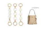 Coach Mollie Gold-Tone Pearl Chain Round Buckle 15cm+Gold-Tone White Moon Round Buckle 16cm+Gold-Tone Camellia Round Buckle 15cm