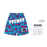 Blue Leopard Print with High-Rebound Pants and White Letter